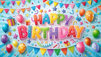 A Joyful and Colorful Happy Birthday Text Vector Design

