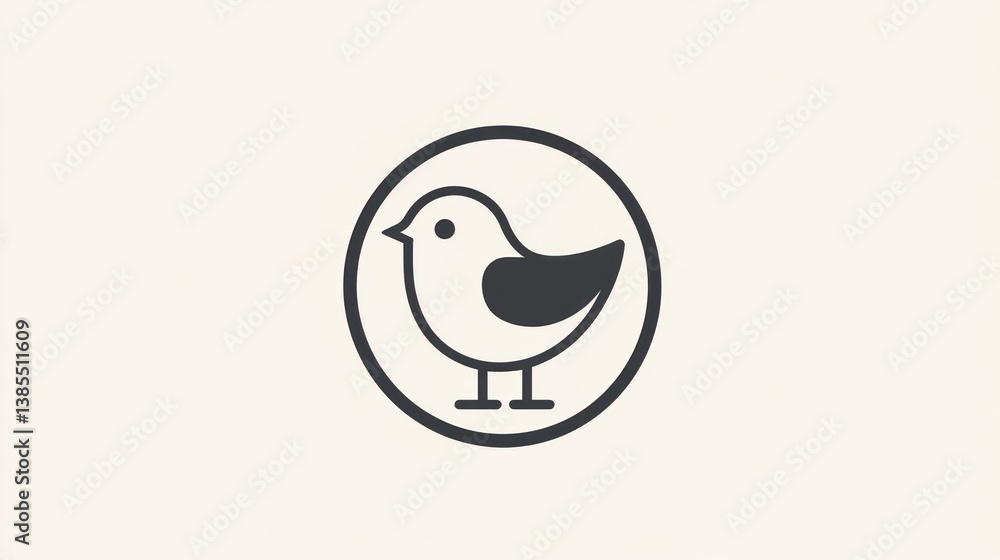 Poster simple bird icon, graphic design element, isolated on light background, for web or app use