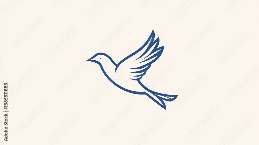 Poster simple line drawing of a bird in flight against a plain background. possible use logo, icon, or grap