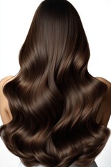 Naklejka premium Beautiful wavy hair cascading down the back of a woman illuminated by soft light in a studio setting