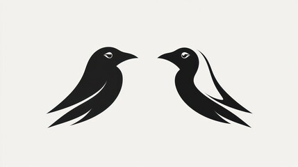 Fototapeta premium Abstract bird silhouettes, facing each other, graphic design, possible use in logo or icon