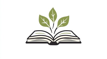 Open book with leaves, concept of learning, growth, education