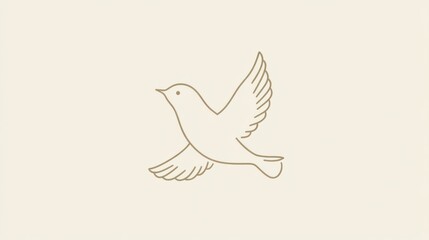 Simple line art of a flying bird, peaceful, elegant, art