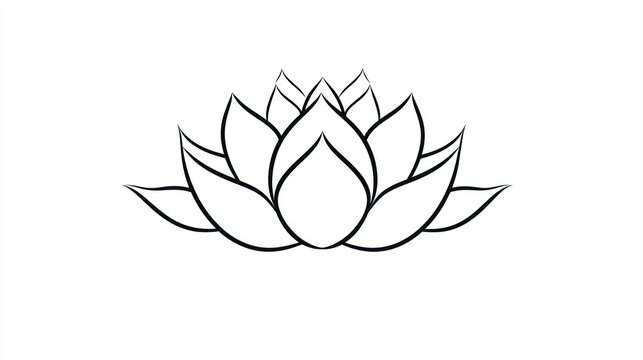 Simple lotus flower line art graphic, suitable for spiritual or floral themes