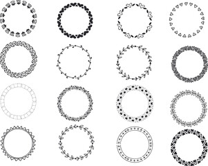  Traditional Circular Vector Borders. Decorative Asian Round Frames 