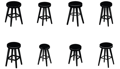Stool Vector Shilhouette Bundle Set Collection
