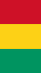 Flag of Bolivia displayed vertically showcasing vibrant colors and symbols of national pride