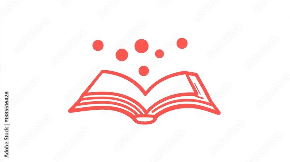 Poster open book emits sparkling ideas against blank background for learning concepts