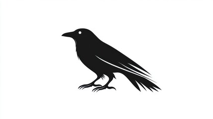 Obraz premium Silhouette of a crow, isolated on white background, possible use for nature, animals, or education