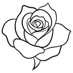Stylized One-Line Rose Illustration with Open Petals -Modern Floral Art