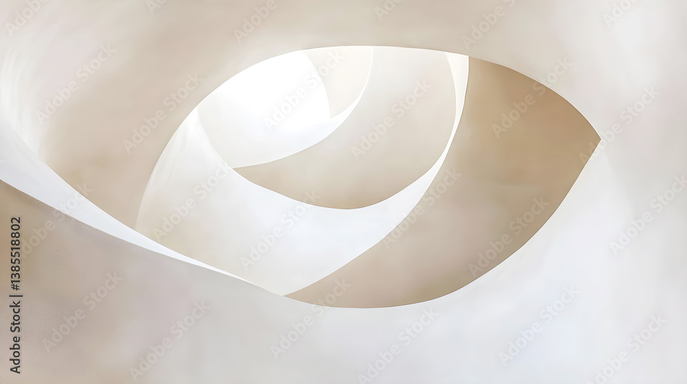 Poster abstract white architectural structure with smooth curved lines and soft natural light