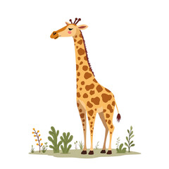 Obraz premium Cute giraffe standing in a vibrant greenery.