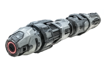 A futuristic engine with intricate details and a glowing red ring Isolated on transparent background, PNG