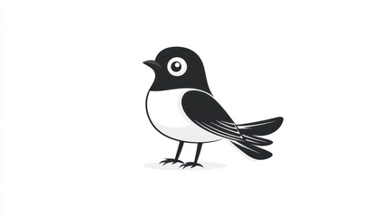 Obraz premium Cute cartoon bird side view