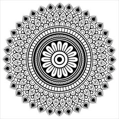 Beautiful mandala design for coloring book. Art on the wall. Decorative pattern in oriental style. 