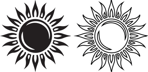 vector illustration of an abstract background Wiggly Sun shape vector Tattoo silhouette
