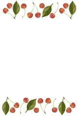 さくらんぼのイラストフレーム(上下、縦長)