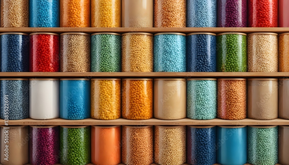 Aufkleber a shelf full of colorful jars showcasing an array of ingredients perfect for culinary adventures and