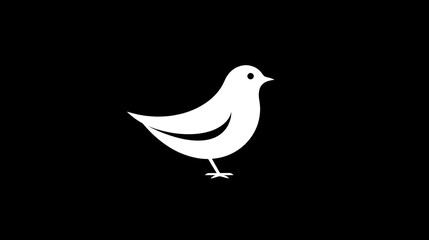 Obraz premium Simple bird silhouette on black background. Possible use stock illustration