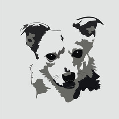 Monochrome Vector Portrait of a Dog Face – Stylized Black and White Pet Illustration