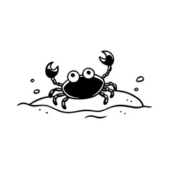 A crab scuttling across the sandy beach