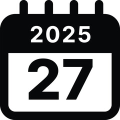 2025 date 27 calendar icon design vector illustration