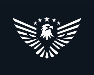 Obraz premium American Eagle Logo Design Icon. Silhouette Eagle Bird Vector Illustration. Black and White Eagle Bird Logo for T-Shirts and Branding.