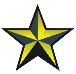 Obraz premium Vector Geometric Star Symbol with Clean Lines, 3D Effect, and Minimalist Black and Yellow Contrast for Logo Inspiration