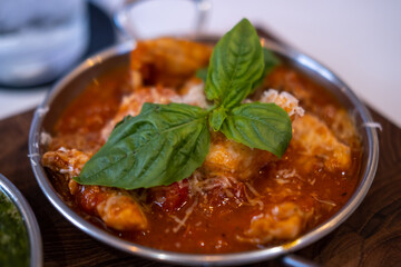 Chorizo fish Tapas, an appetizer or snack in Spanish cuisine