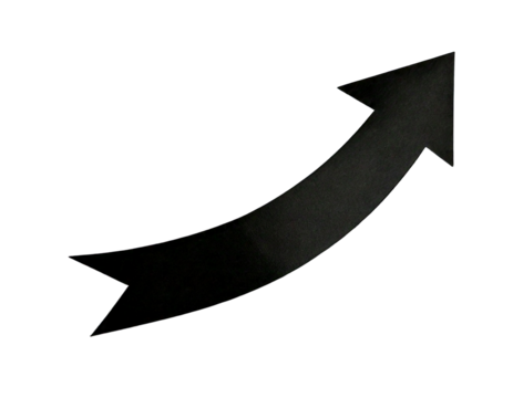 One black paper arrow isolated on white