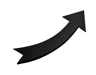 One black paper arrow isolated on white