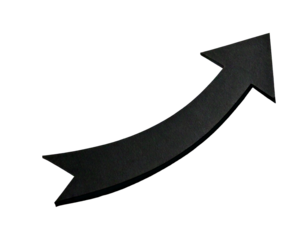 One black paper arrow isolated on white