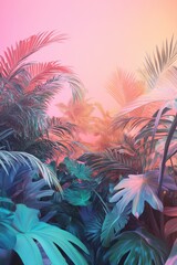 The holiday of Summer with colorful theme as palm trees background as texture frame background  