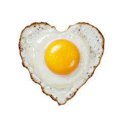 Heart Shape fried Egg isolated on white background