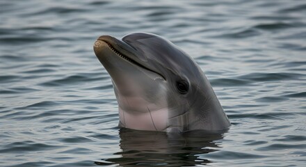 Close-up of dolphin head emerging from water