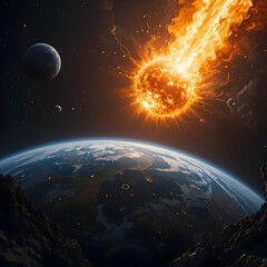 Obraz premium a Fireball is dropping to earth 