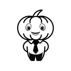 Obraz premium pumpkin cartoon drawing Black and white