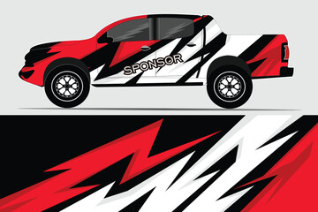Obraz premium Vibrant and dynamic truck design featuring bold patterns and colors, showcasing a potential sponsorship
