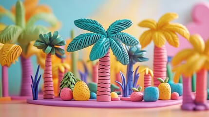 The holiday of Summer with colorful theme as palm trees background as texture frame background  