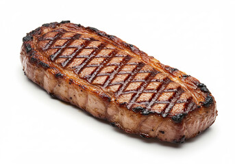 Grilled Steak on White Background Close Up Studio Shot