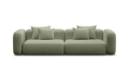 Modern sofa on isolated background with shadow. Furniture for collages, graphics designs, and presentations.