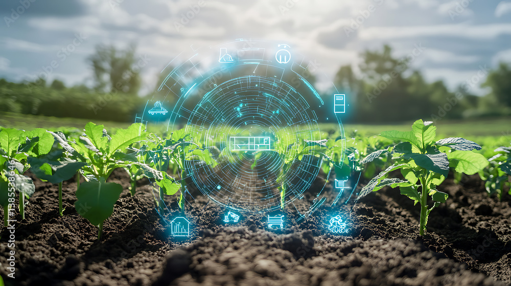 Poster an ai powered system enhancing agriculture by analyzing soil conditions, weather patterns, and crop 