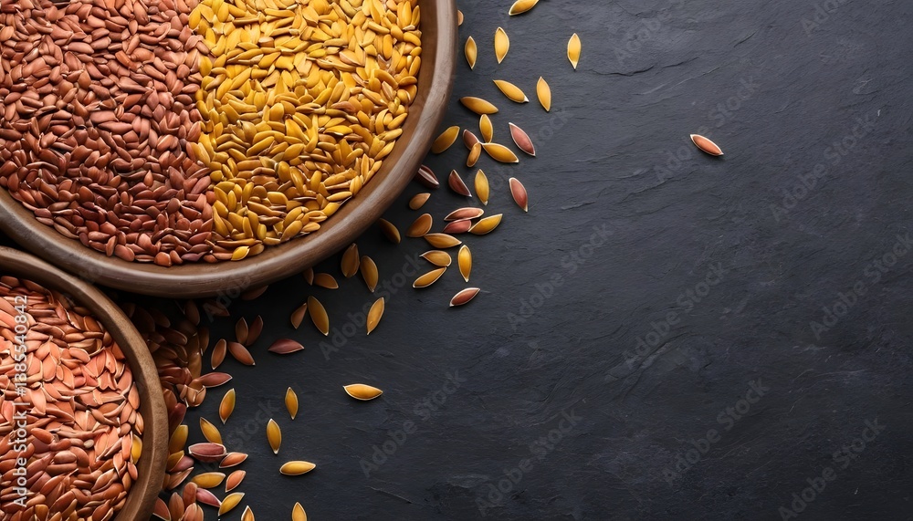 Poster a diverse array of different types of rice displayed artfully together showcasing varieties of this 
