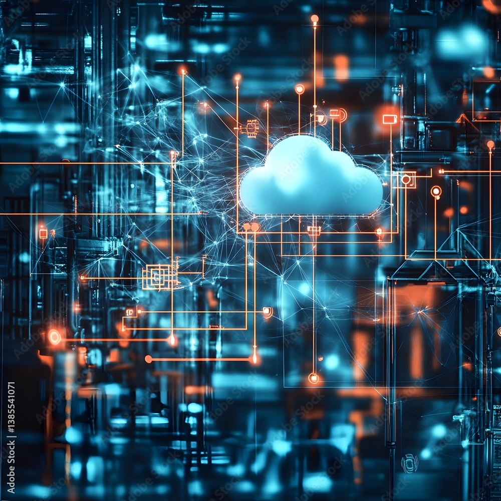 Aufkleber cloud computing network: data transmission and digital connections