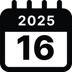 Fototapeta premium 2025 date 16 calendar icon design vector illustration