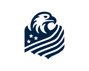 American Eagle Logo Design Icon. Silhouette Eagle Bird Vector Illustration. Black and White Eagle Bird Logo for T-Shirts and Branding.