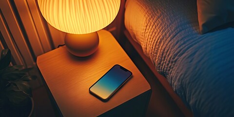 Cozy Night: Phone with Soft Lamp Glow