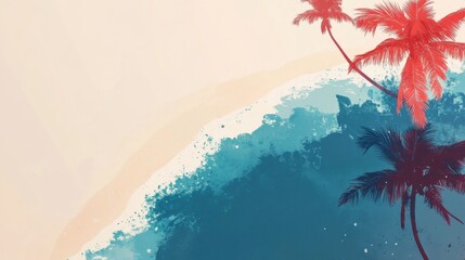 The holiday of Summer with colorful theme as palm trees background as texture frame background  
