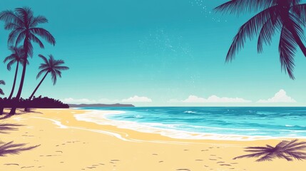 The holiday of Summer with colorful theme as palm trees background as texture frame background  