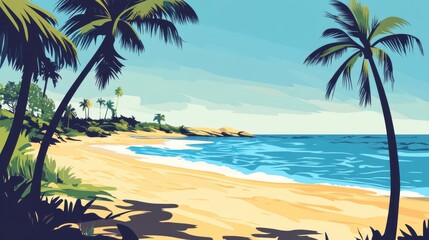 The holiday of Summer with colorful theme as palm trees background as texture frame background  